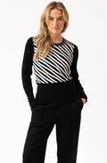 Black Diagonal Stripes and Colour Block Jumper