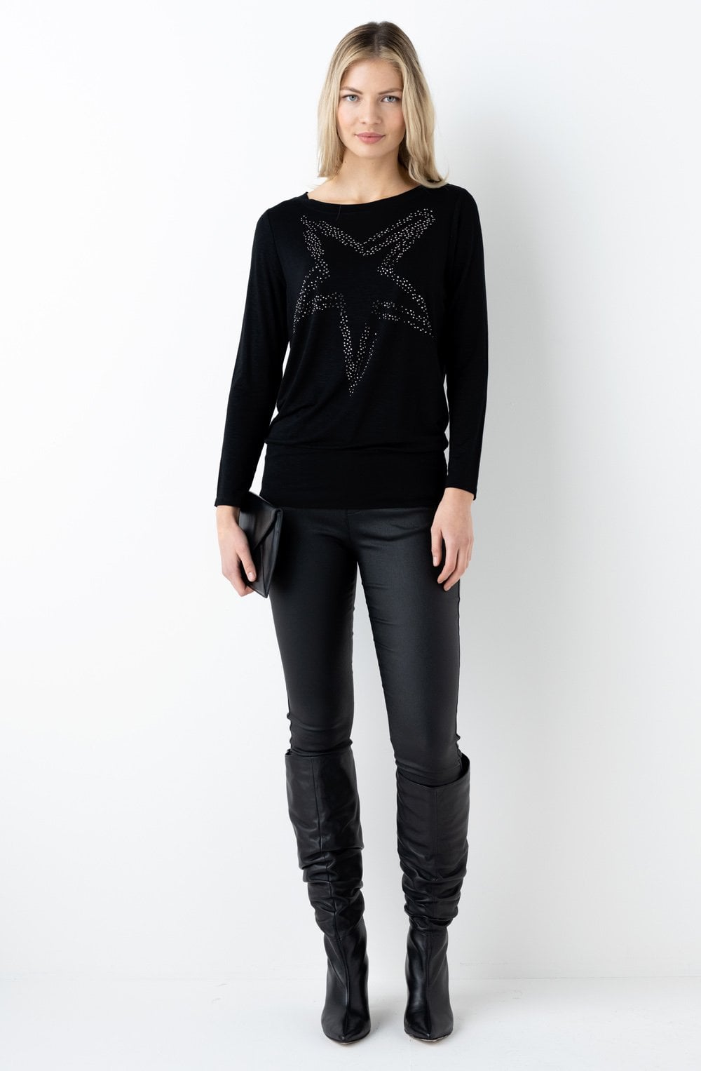 Black Diamante Star Top