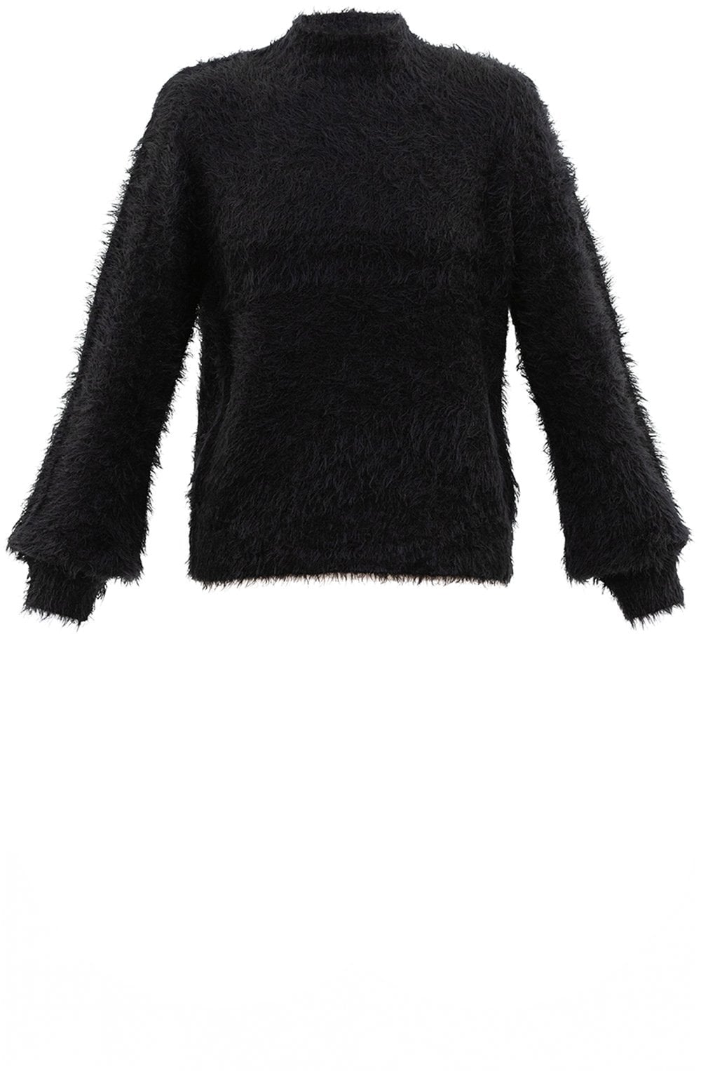 Black Fluffy Balloon Sleeved Jumper