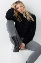 Black Fluffy Balloon Sleeved Jumper