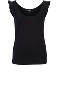 Black Frilled Shoulder Jersey Vest Top