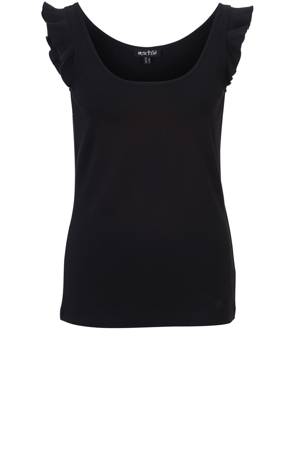 Black Frilled Shoulder Jersey Vest Top