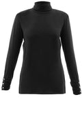 Black Jersey Polo Neck Top
