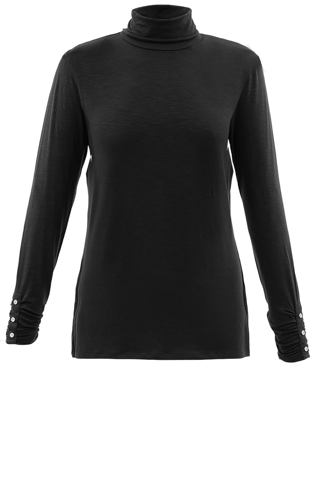 Black Jersey Polo Neck Top
