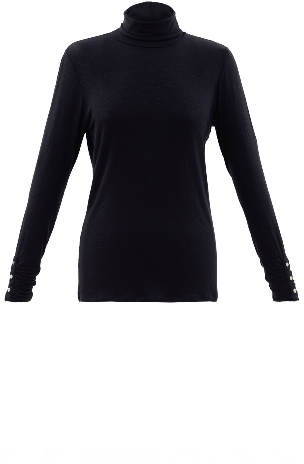 Black Jersey Polo Neck Top