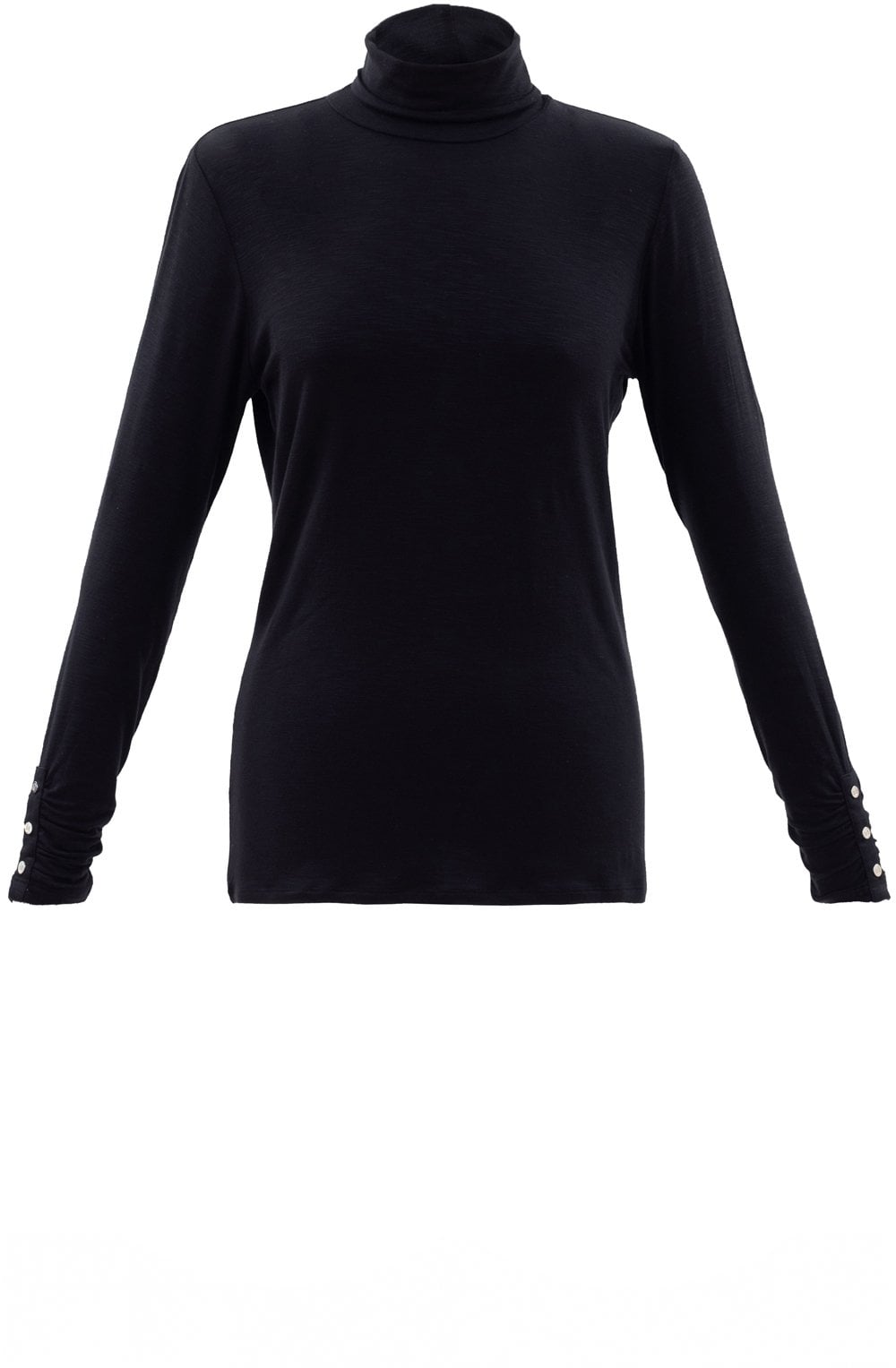 Black Jersey Polo Neck Top