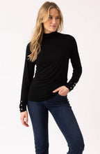 Black Jersey Polo Neck Top