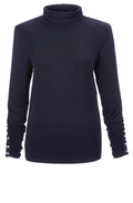 Black Jersey Roll Neck Top
