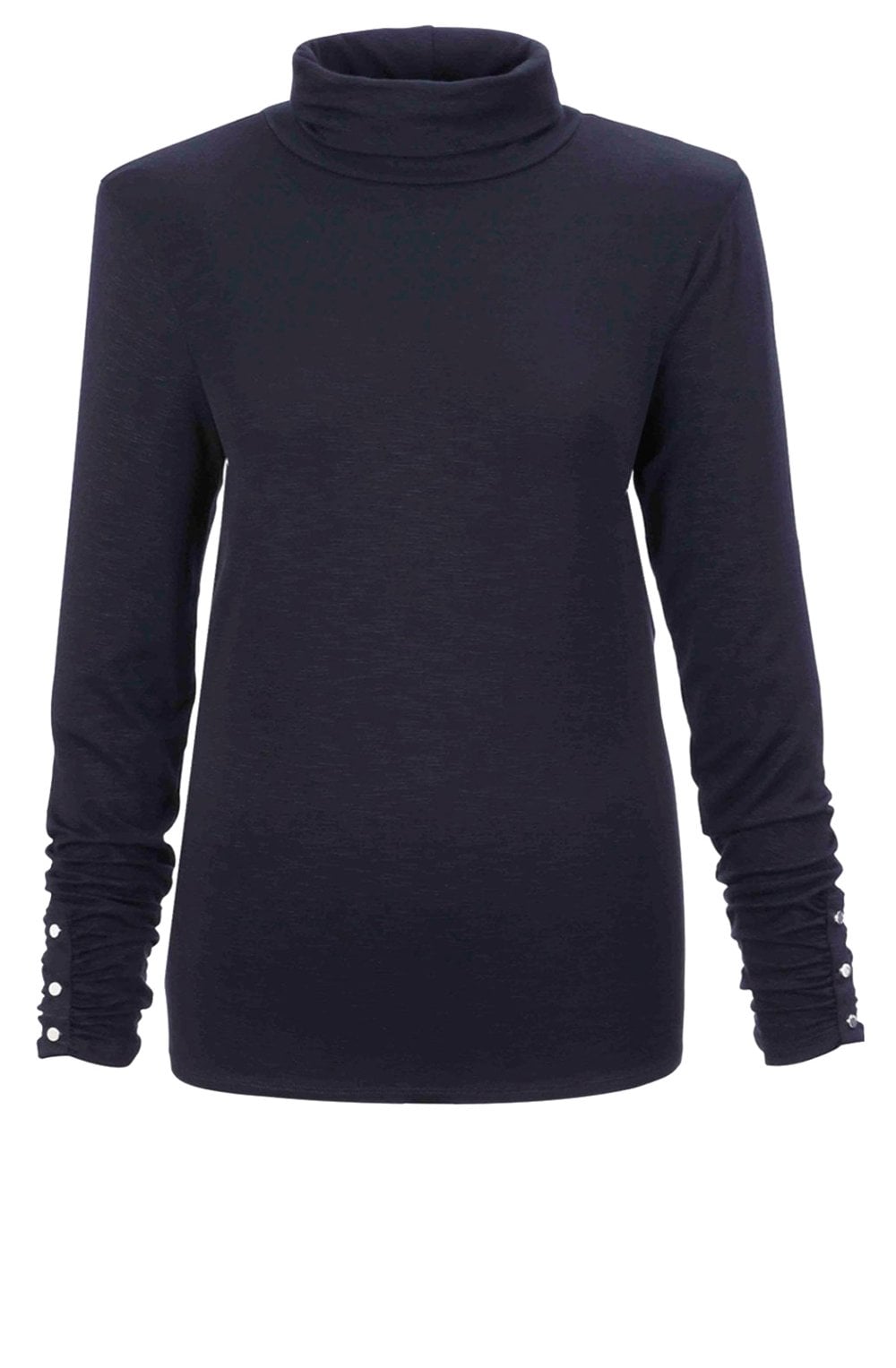 Black Jersey Roll Neck Top