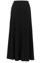 Black Knitted Pleated Midi Skirt
