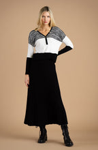 Black Knitted Pleated Midi Skirt
