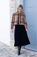 Black Knitted Pleated Midi Skirt