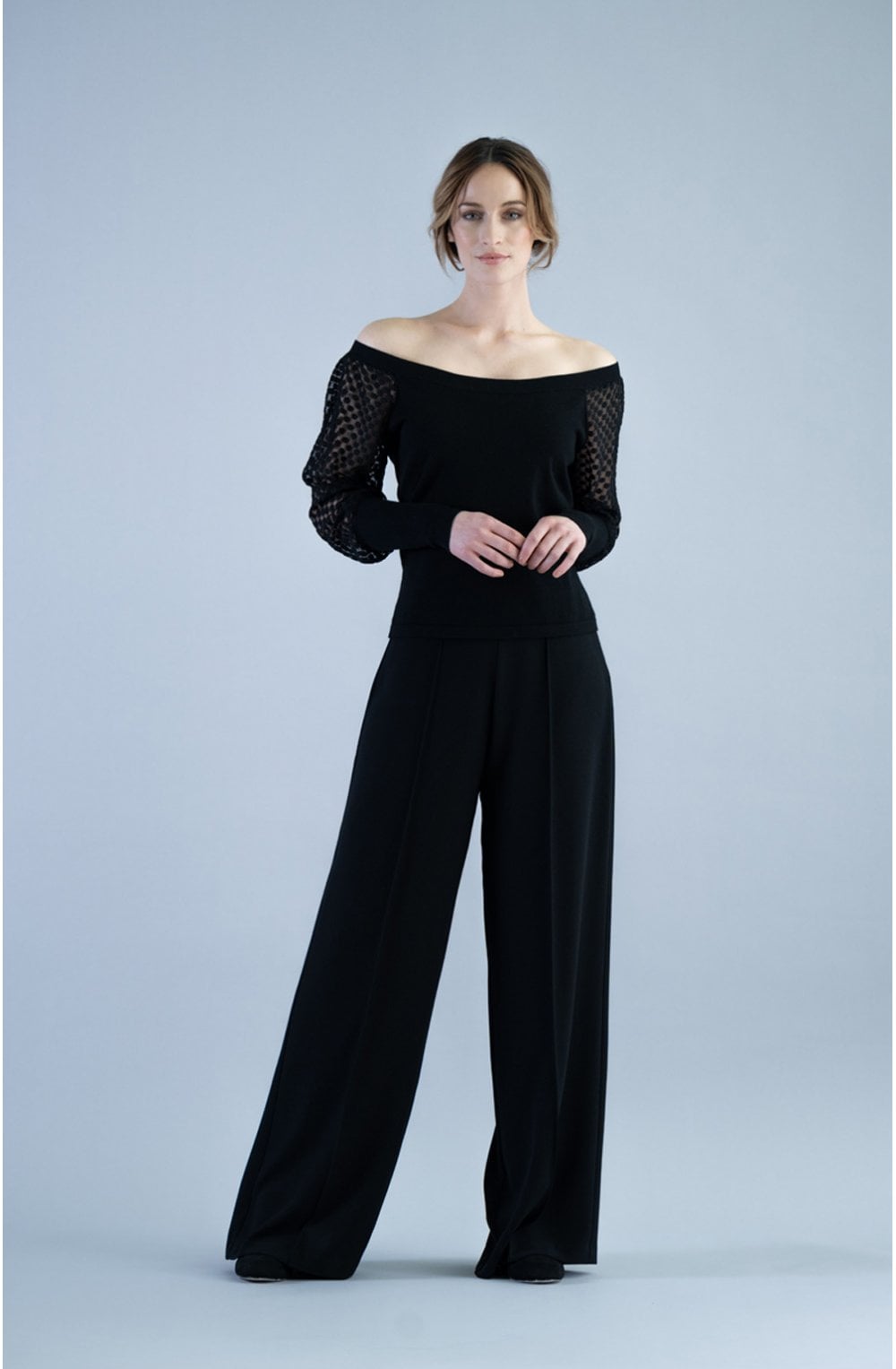 Black Mesh Sleeve Jumper