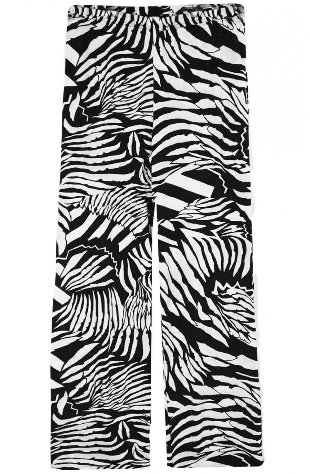 Black & Off White Patterned Trousers