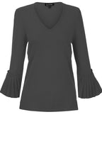 Black Pleated Bell Sleeve Top