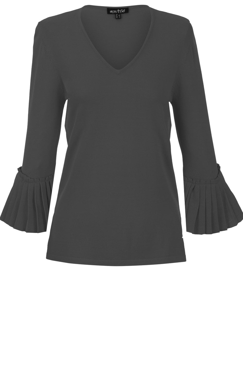 Black Pleated Bell Sleeve Top