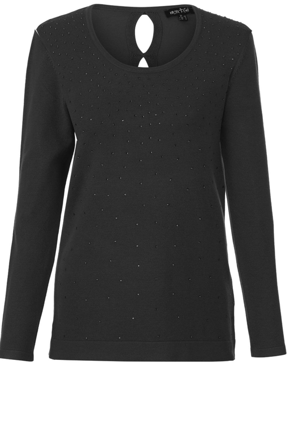 Black Rhinestone Detaied Sweater