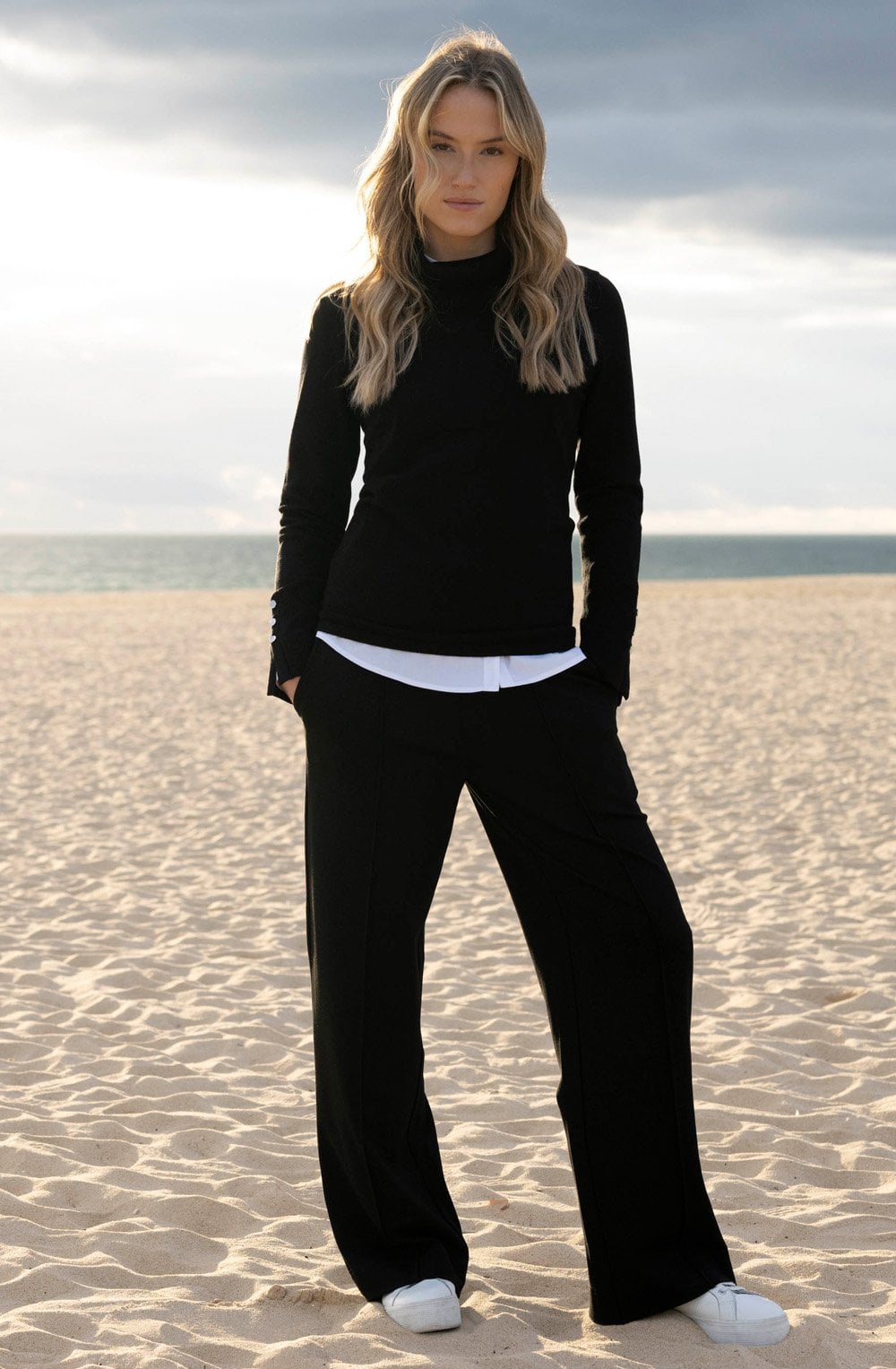 Black Roll Neck Fitted Jumper