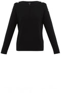 Black Sparkle Button Knit