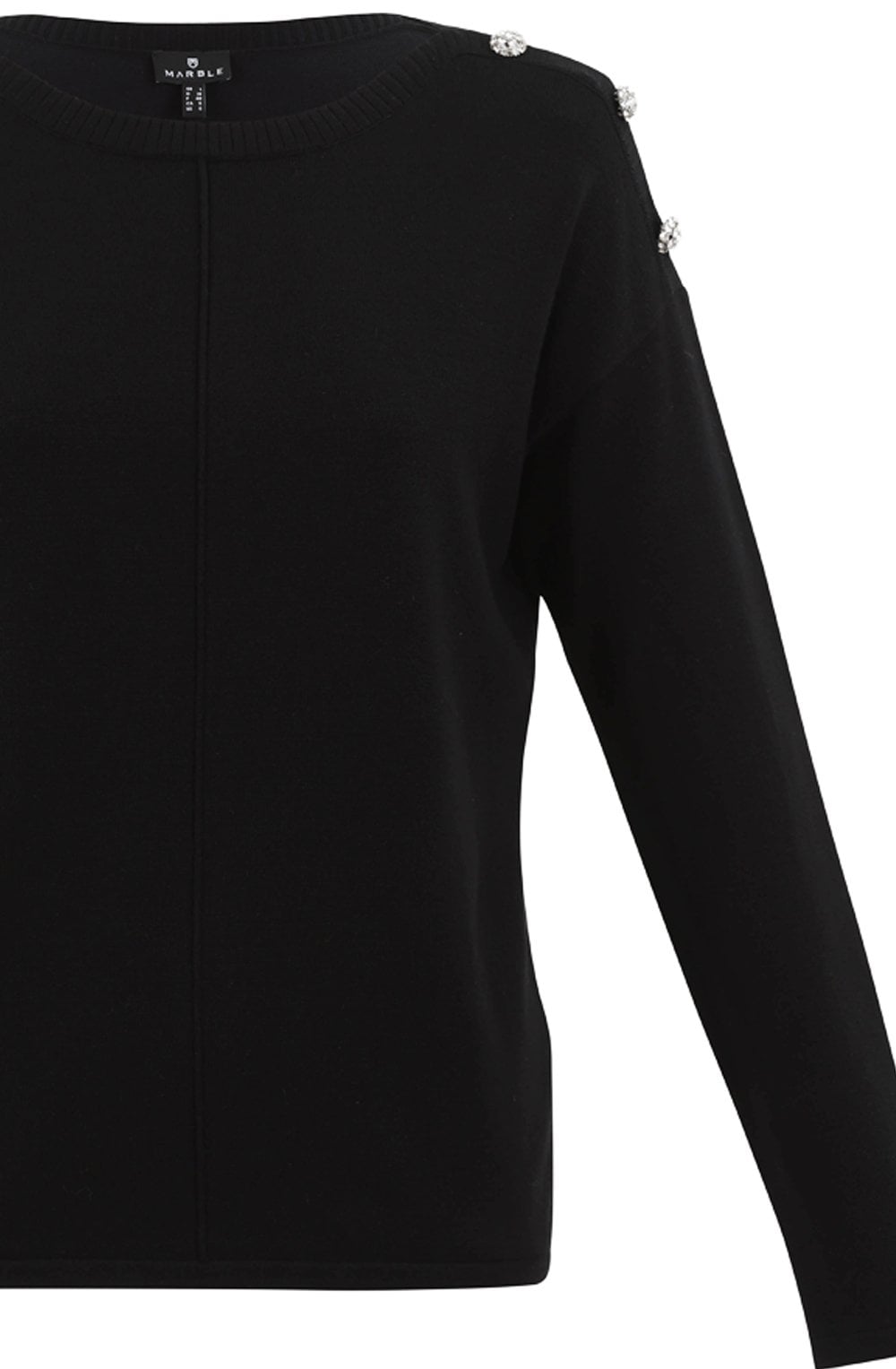 Black Sparkle Button Knit