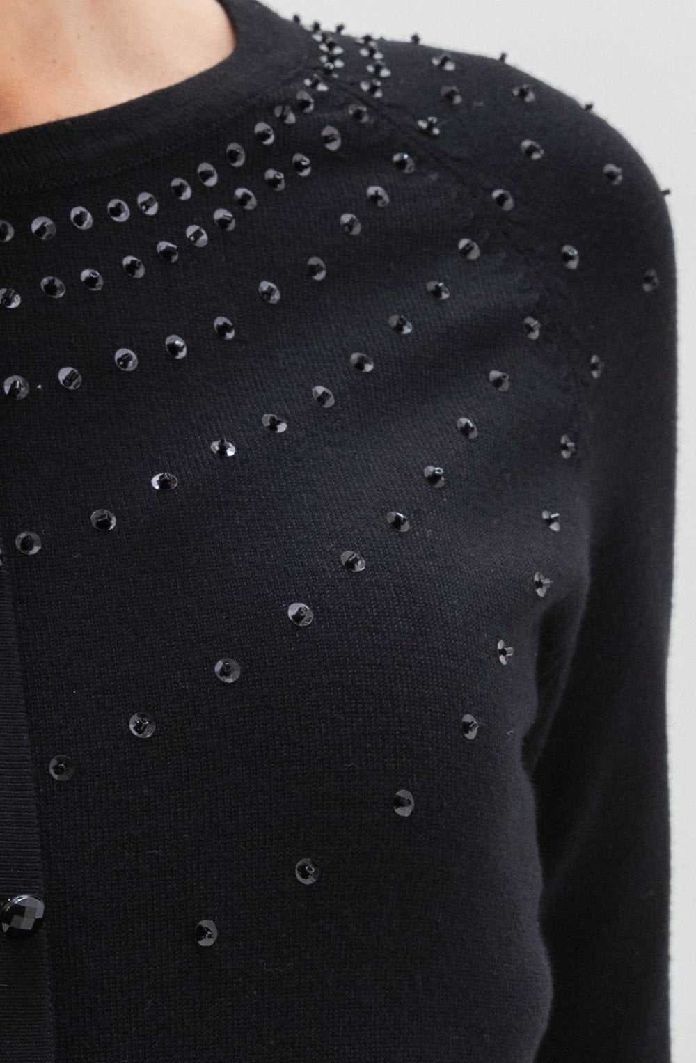 Black Sparkle Cardigan Look Sweater