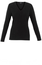 Black Sparkle V Neck Jumper