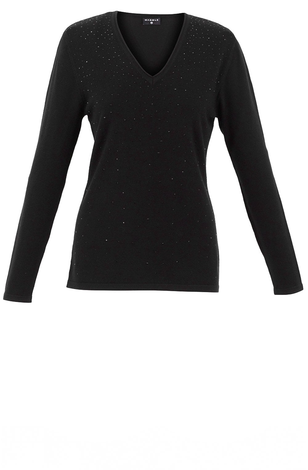 Black Sparkle V Neck Jumper