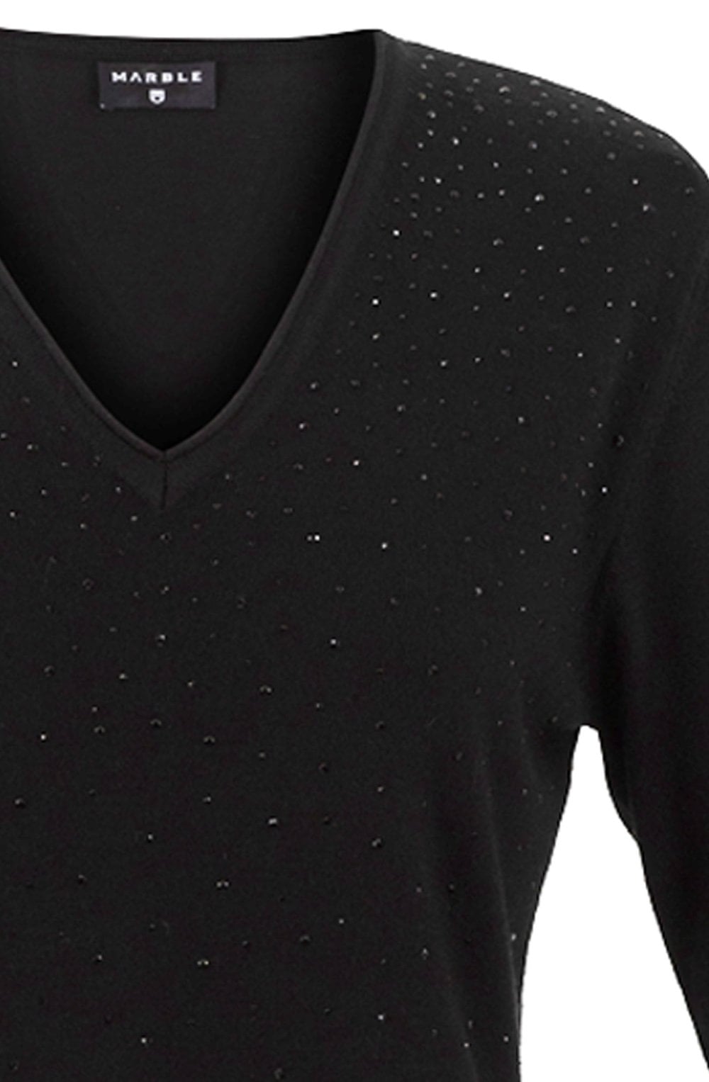 Black Sparkle V Neck Jumper