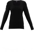 Black Square Neck Jumper with Pleat Detail