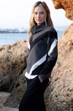 Black Striped Cowl Neck Jacquard Jumper