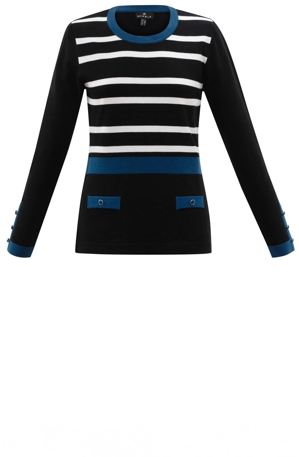 Black & Teal Striped Jumper