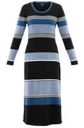 Black White and Blue Knitted Maxi Dress