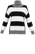 Black & White Block Stripe Jumper Green Detail