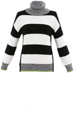 Black & White Block Stripe Jumper Green Detail