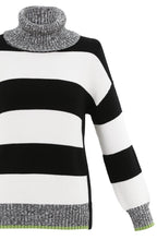 Black & White Block Stripe Jumper Green Detail