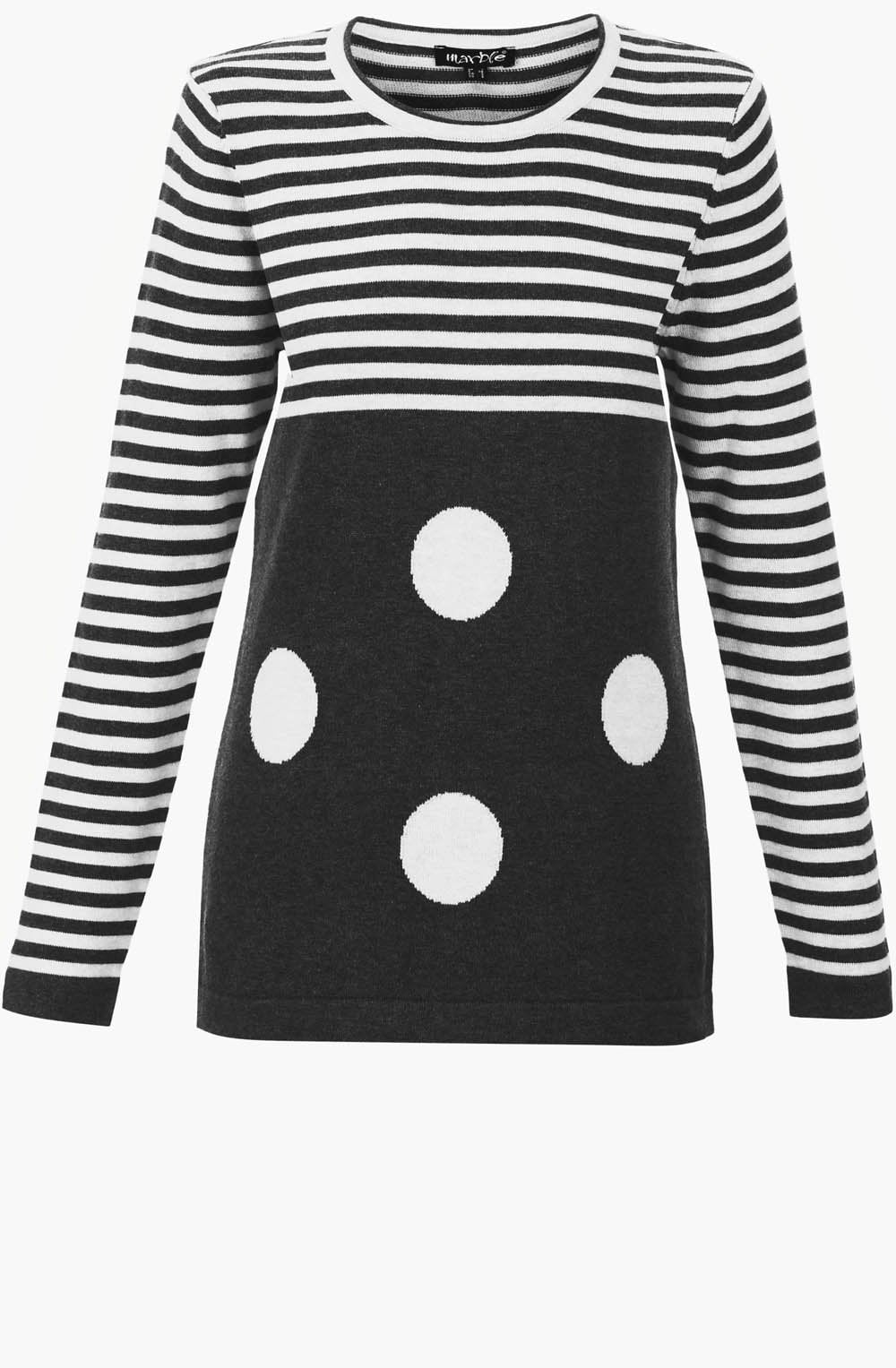 Black & White Stripe & Spot Sweater