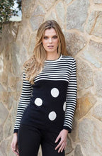 Black & White Stripe & Spot Sweater