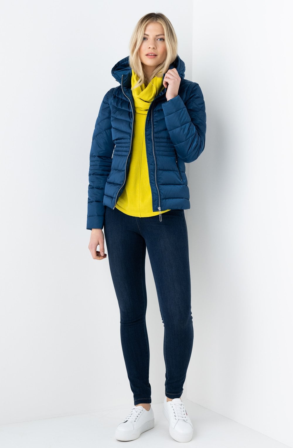 Blue in Quilted Coat