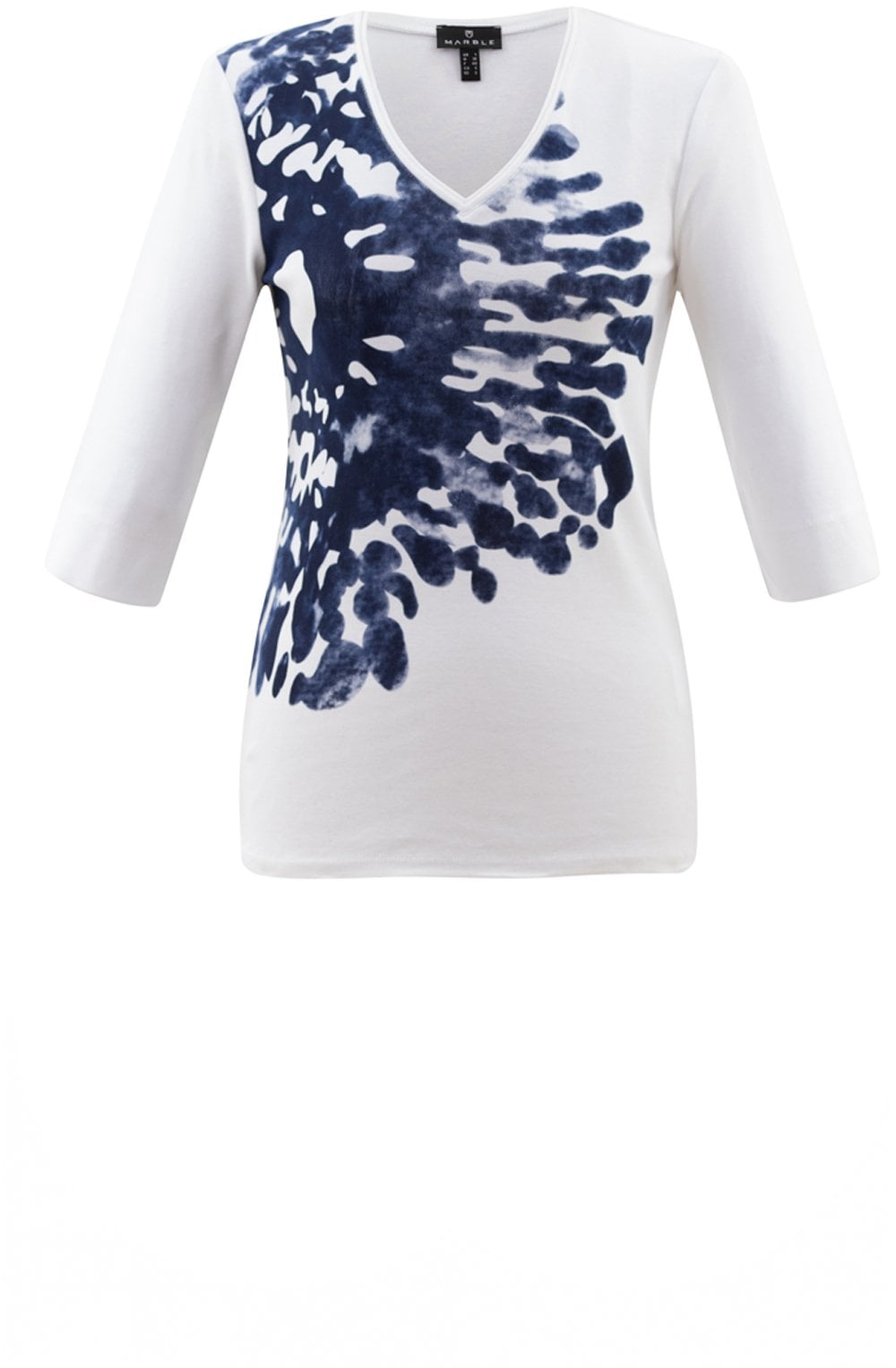 Blue Abstract Design V Neck Top
