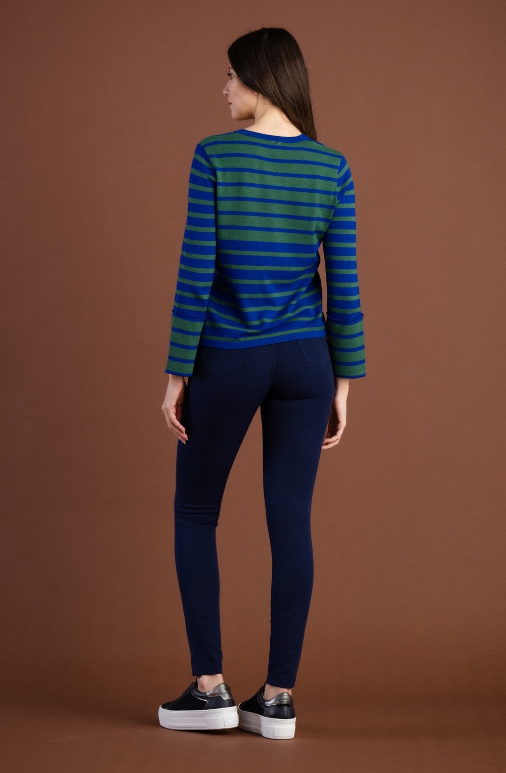 Blue and Green Oversized Cuff Jumper