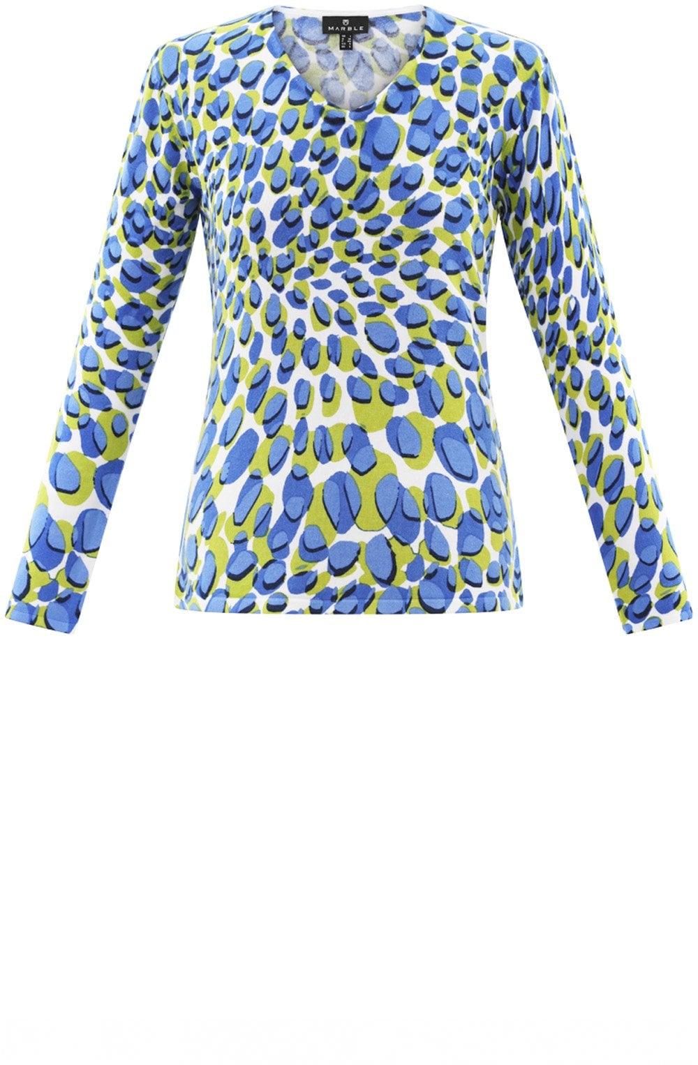 Blue and Lime Splodge Print Jumper