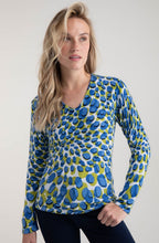 Blue and Lime Splodge Print Jumper