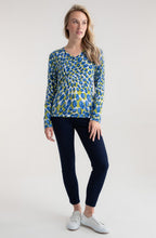 Blue and Lime Splodge Print Jumper