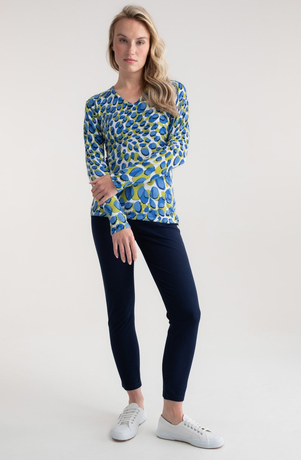Blue and Lime Splodge Print Jumper