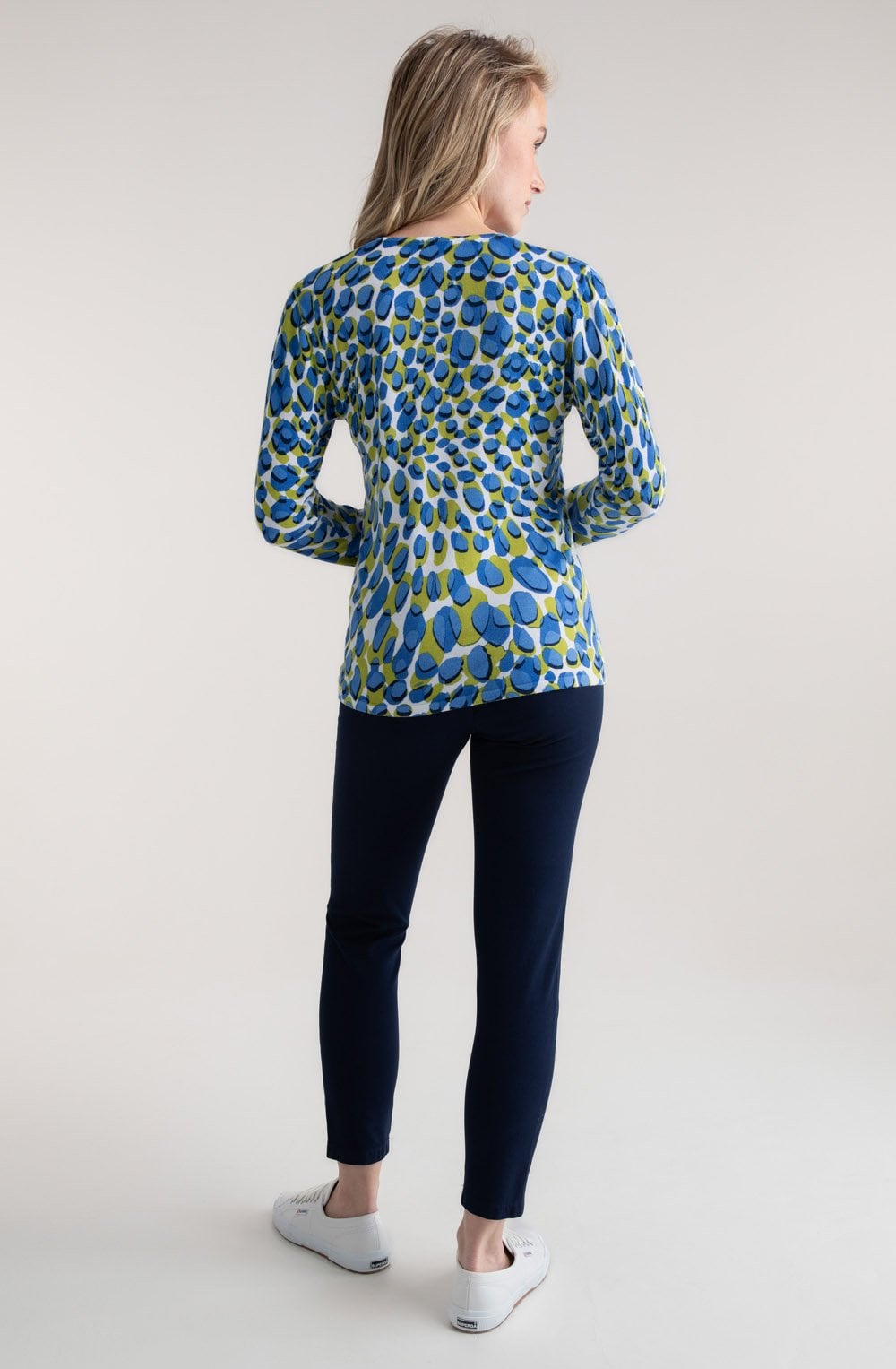 Blue and Lime Splodge Print Jumper