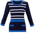 Blue and Navy Button Detail Sweater