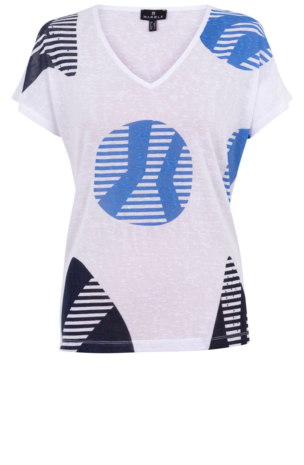 Blue and Navy Fine Knit Semi Sheer Top