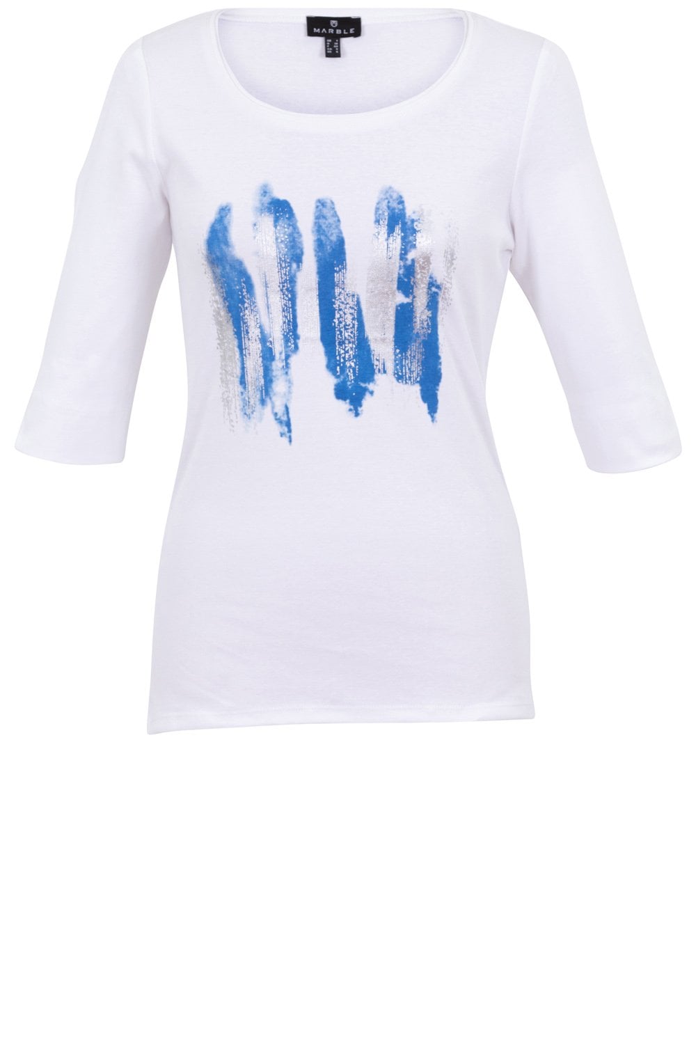 Blue and Silver Paint Strokes Top