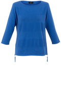 Blue Contrast Stitch Striped Jumper