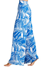 Blue Leaf Print Palazzo Jersey Trousers